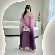 Ramadan Summer Batwing Sleeve Satin Butterfly Abaya Islam Muslim Maxi Dress Kebaya Women Kaftan Robe Musulmane Femme Vestidos