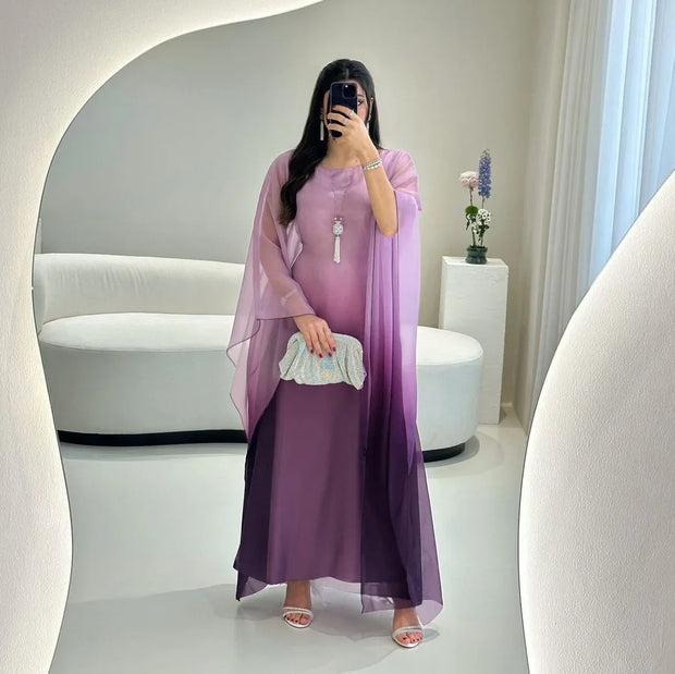 Ramadan Summer Batwing Sleeve Satin Butterfly Abaya Islam Muslim Maxi Dress Kebaya Women Kaftan Robe Musulmane Femme Vestidos