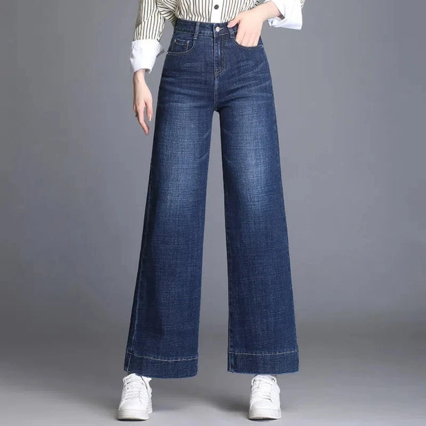 Oversize 34 Baggy Jeans Women High Waist Wide Leg Pants Washed High Street Vaqueros Ankle Length Office Lady Denim Trousers