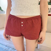 Casual Women Soft Cotton Front Buttons Shorts 2023 Summer Vintage Low Waist Female Chic Bottoms