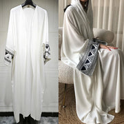 Eid White Open Kimono Abaya Dubai Luxury embroidery Islam Muslim Kaftan Dress Kebaya Palestine Abayas Women Jalabiya Vestidos