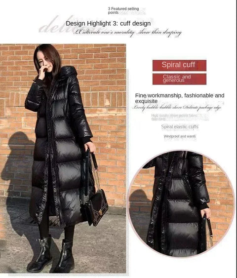 Winter Black Women Hooded Parkas X-long Jackets Casual Thick Warm Windproof Coat Female Outwear Streetwear Oversize 4XL