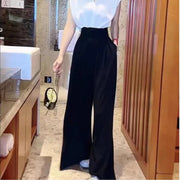 Casual Wide Leg Pants Women High Waist Loose Solid Pleated Fashion All-match Elegant Office Lady Slender Simple Korean Style