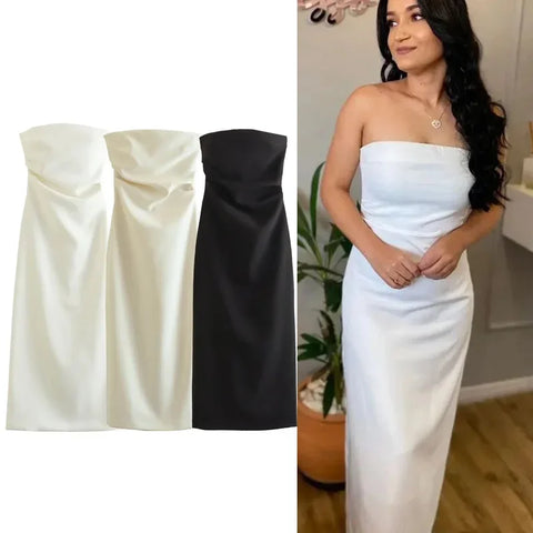 ASDS 2024 off shoulder black white long dress women bodycon beige midi dress woman summer backless sexy party dresses