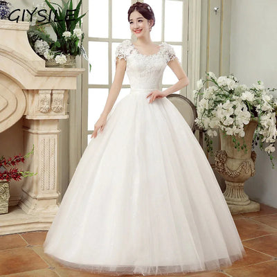 New Plus Size Wedding Dress Slimming Floor-length Back Strap Lace Flower Wedding Dresses for Women White Dress Vestidos De Novia