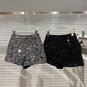 New Autumn Black Velvet Shorts Women Sequined Shiny Versatile Short Pants Clubwear Shorts Hot Pants High Street