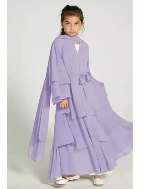 Ramadan Chiffon Muslim Kids Abaya Girls Set Dubai Turkey Islam Hijab Dress Khimar Prayer Clothes For Women Kebaya Robe Musulmane