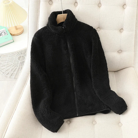 Women's Fleece Coat Winter Warm Thicken Jacket Two-Sided Wear Double-Sided Velvet Coral Fleece Coats Polar Fleece Jackets