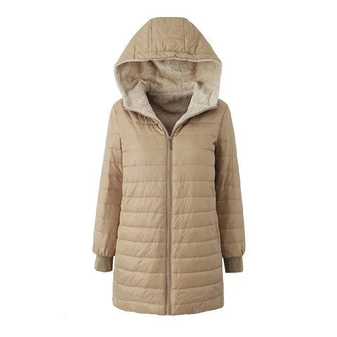 Women's Jacket Winter New Mid Length Korean Edition Hooded Fit Plus Fleece Cotton Coat Warm Lamb Fleece Parkas Winter Jackets