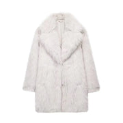 Lapels Faux Fur Coat Women 2024 Winter Brand Designer Fluffy Fox Fur Jacket Luxury Furry Overcoats Girl Stylish Long Outerwear