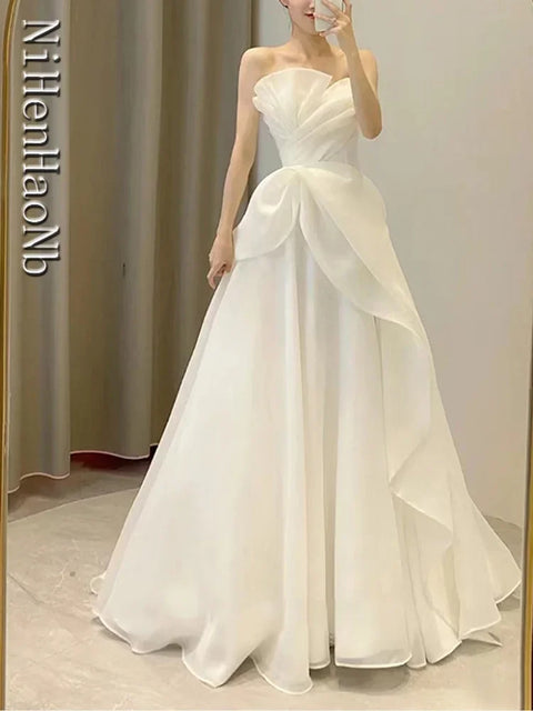 Robe De Mariee New Wedding Dresses Strapless Fashion Cheap Bride Dress Vestidos De Novia