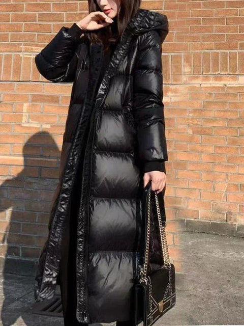 Winter Black Women Hooded Parkas X-long Jackets Casual Thick Warm Windproof Coat Female Outwear Streetwear Oversize 4XL