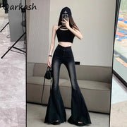 Jeans Women Autumn Chic Daily Flare Trousers Gradient Color High Street Full Length Fashion All-match Temperament Simple Shinny