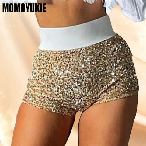 2023 Summer Women Mini Shorts Fashion Trend Sequined High Waist Glitter Clothing Sexy Skinny Party Nightclub Shorts Streetwear