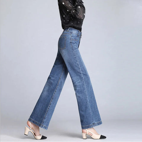 Oversize 34 Baggy Jeans Women High Waist Wide Leg Pants Washed High Street Vaqueros Ankle Length Office Lady Denim Trousers