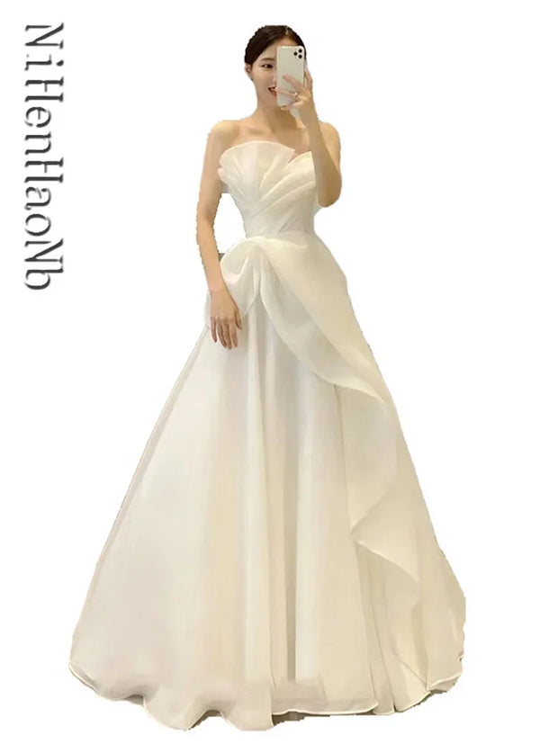 Robe De Mariee New Wedding Dresses Strapless Fashion Cheap Bride Dress Vestidos De Novia