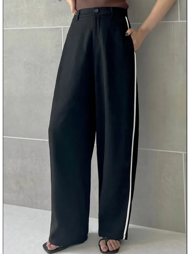 Scimitar Women's Pants Loose Wide Leg Casual Pants Korean Fashion Trousers High Waist Office Solid Color Loose Banana Pants