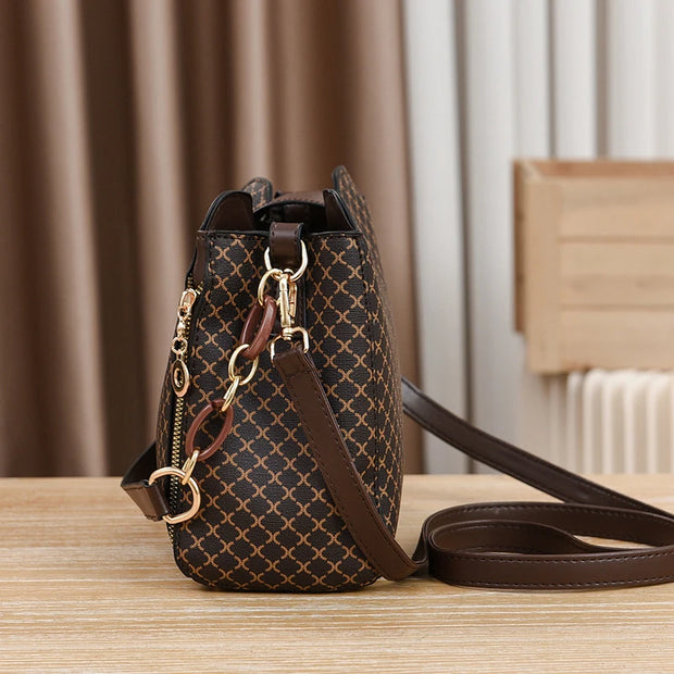 New Women Handbag Bag Luxury Design Bucket Shoulder Crossbody Bag Flip Check Print Large Capacity Single Shoulder Straddle Bag