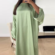 Ramadan Eid Satin Batwing Abaya Dubai Luxury Elegante Muslim Kaftan Dress Abayas For Women Kebaya Robe Femme Musulmane Vestidos