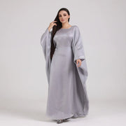 Dubai Ramadan Shiny Satin Abaya Muslim Batwing Sleeve Maxi Dress Kebaya Women Kaftan Arab Robe Islamic Musulmane Femme Vestidos