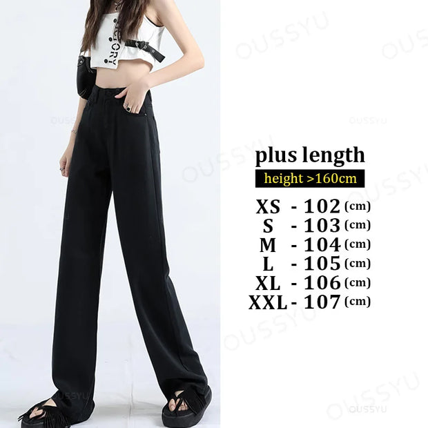 OUSSYU Summer Soft Lyocell Fabric Woman Jeans Thin Loose Straight High Waisted Pant Fashion Comfort Retro Blue Casual Trousers