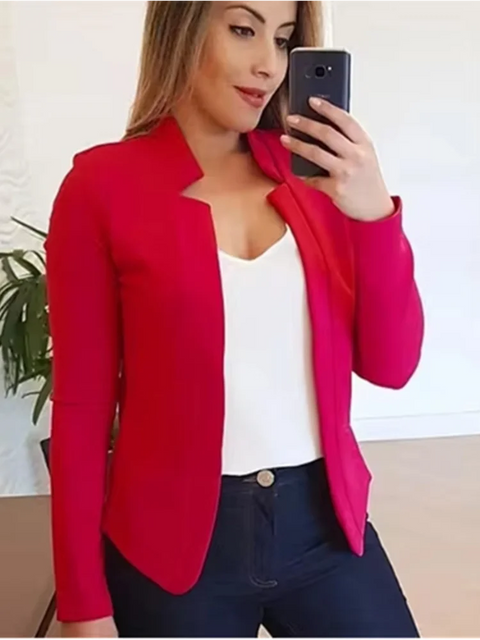 Cardigan Solid Color Long Sleeved Women's Elegant Suit Jacket Daily Office Fashion Street Autumn Slim Fit Top