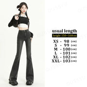 OUSSYU Summer Flared Jeans Women Cotton Vintage Blue Denim Pants Streetwear Elastic High Waist Slim Harajuku Trousers