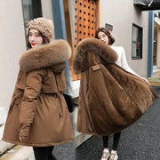 Free shipping AYUNSUE Winter Jacket Women Parka Long Coat Wool Liner Hooded Parkas With Fur Collar Warm Snow Wear Padded Clothes