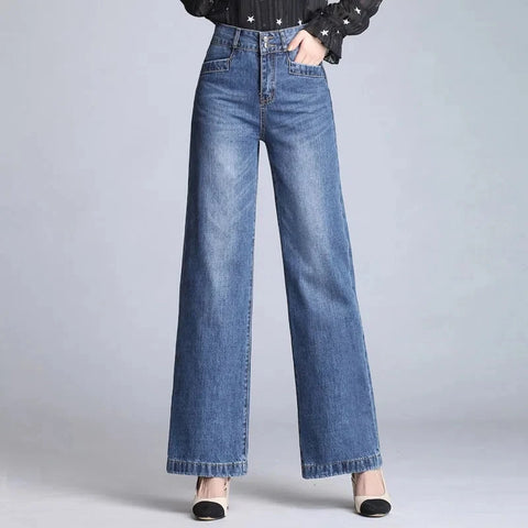 Oversize 34 Baggy Jeans Women High Waist Wide Leg Pants Washed High Street Vaqueros Ankle Length Office Lady Denim Trousers