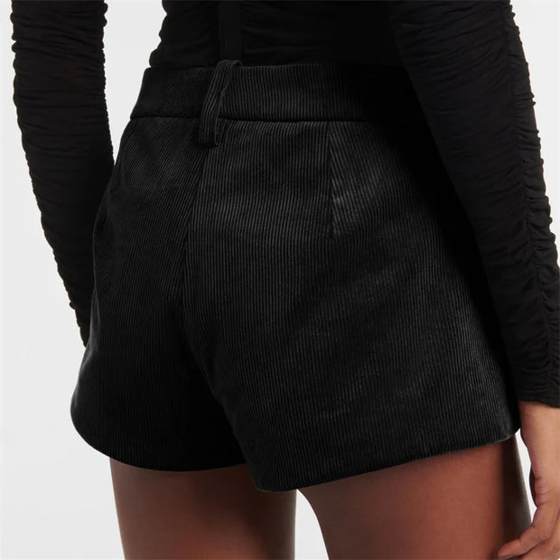 women shorts New in high waisted slim fit Corduroy mini pants for spring 2025 Fashion leather patchwork women's pants shorts y2k