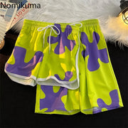 Beach Style Shorts for Women Fashion Summer Streetwear BF Y2k Pants Cartoon Print Casual Short Mujer Pantalones Cortos De Mujer