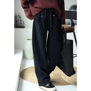 MICOCO K8063C Artistic temperament simple with thick loose high-waisted lean banana sweatpants