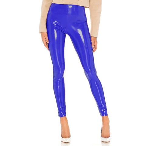 Women Shiny PU Leather White PVC Pants Slim 4XL Sexy Leggings Latex Stretchy High Waist Bodycon Pants Summer Skinny Trousers