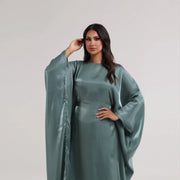 Dubai Ramadan Shiny Satin Abaya Muslim Batwing Sleeve Maxi Dress Kebaya Women Kaftan Arab Robe Islamic Musulmane Femme Vestidos