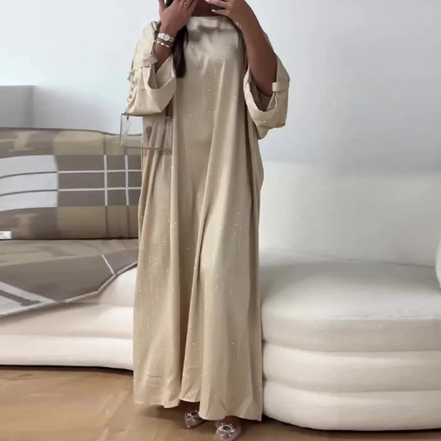 Ramadan Eid Satin Batwing Abaya Dubai Luxury Elegante Muslim Kaftan Dress Abayas For Women Kebaya Robe Femme Musulmane Vestidos