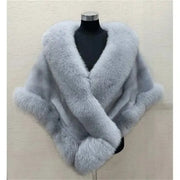 White Fur Shawl Jacket Women's 2025Autumn Winter New Faux Mink Fox Fur Dress Cheongsam Cloak Coats Thicken Warm Short Outwear