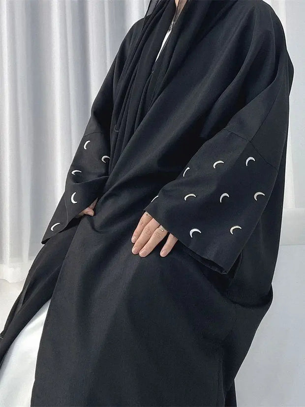 Ramadan Black Moon Abaya Kimono Kebaya Turkey Islam Muslim Modest Dress Damen Prayer Clothes Women Kaftans Robe Femme Musulmane