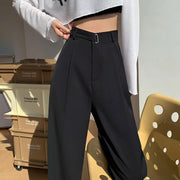 High Quality Casual Suit Wide Leg Pants Women Elegant 2025 Spring Summer Fashion Solid Color High Waist Loose Outwear Trousers