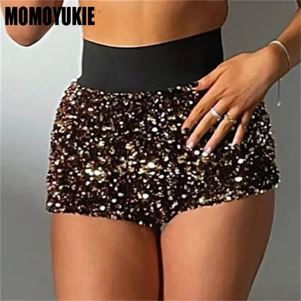 2023 Summer Women Mini Shorts Fashion Trend Sequined High Waist Glitter Clothing Sexy Skinny Party Nightclub Shorts Streetwear