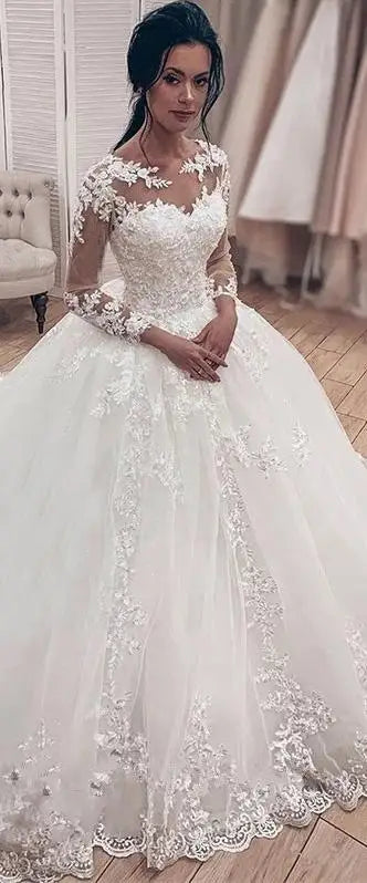 Vestidos Women Elegant Summer Long Sleeve Dresses Wedding Dresses Luxury Lace Ball Gown Fromal Dress For Girls 2024 New