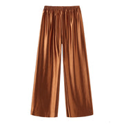 Satin Wide Leg Pants Long Floor Casual Pants Women's Summer