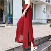 2024 Elegant Fashion Harajuku Slim Fit Female Clothes Loose Casual All Match Chiffon Wide Leg Pants High Waist Split Skirt Pants