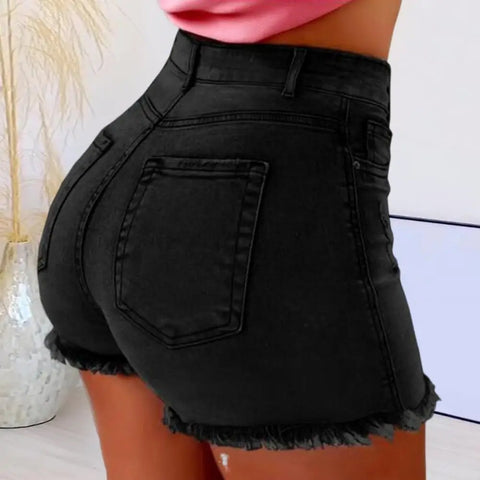 Summer Women Slim Shorts Trousers Fashion Ladies Jeans Broken Denim Shorts Ripped Jeans High Waisted Hotpant Slim Fit