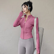 Women's Slim Fit Lightweight JacketsWomen's Full Zip-up Yoga Sports RunningJacket with Thumb Holes for Workout Sun Protection