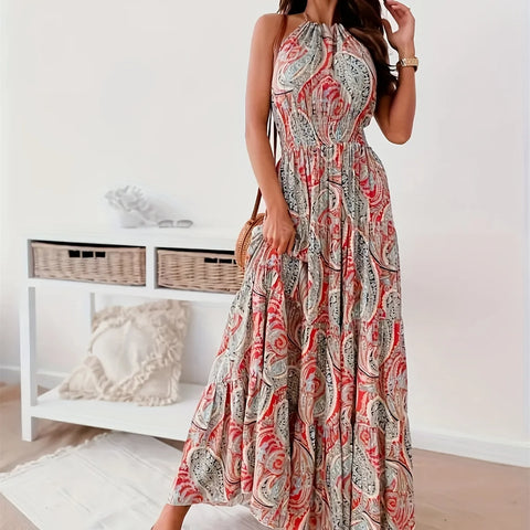 Contrast Color Female Dresses Elegant Loose Summer 2024 Beach Women’s Long Dress High Waist Sleeveless New Fashion Midi Length