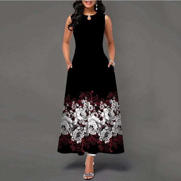 New Casual Sleeveless Long Dress Women's Printed Bohemian Retro maxi Dresses