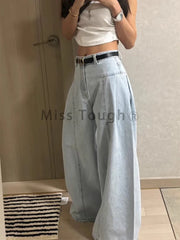 Spring Fashion Wash Wide Leg Jeans Women Korean Vintage Fold Loose Pants New Female Design High Waist Slimming Straight Trouser