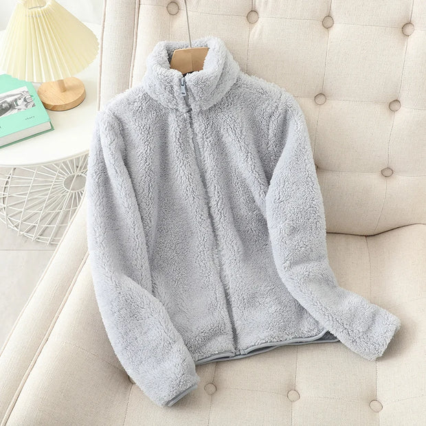 Women's Fleece Coat Winter Warm Thicken Jacket Two-Sided Wear Double-Sided Velvet Coral Fleece Coats Polar Fleece Jackets