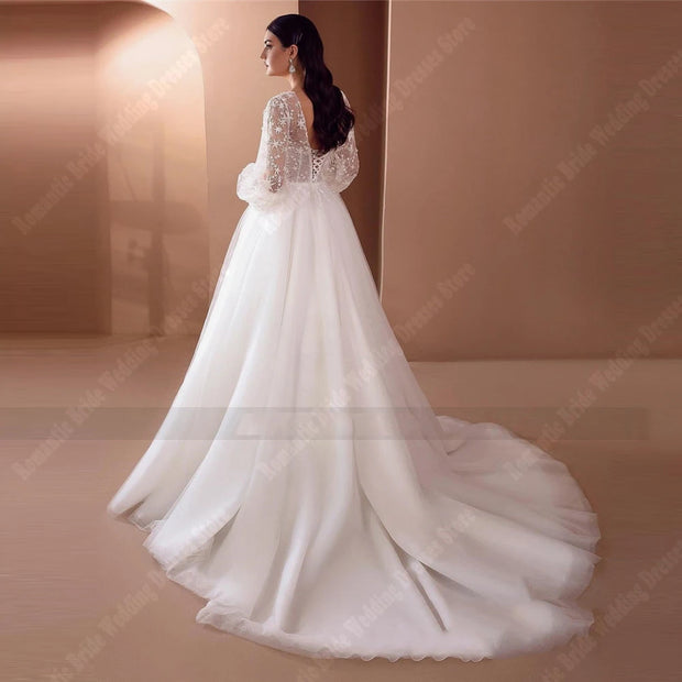 Sexy V-Neck Sleeveless Women Wedding Dresses Popular A-Line Tulle Bride Gowns Plus Size Party Vestidos De Novias 2025 Customized