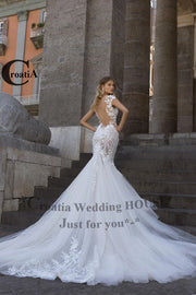 Croadia Luxury Mermaid Netting Wedding Dresses Sweetheart Applique Marriage For Women Appliques Vestidos De Novia Customized